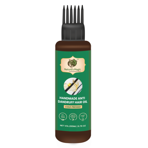 Nature's Magic Anti-Dandruff Hair Oil | Removes dandruff and nourish the scalp | Made with tea tree oil, neem, and poduthalai | Suitable for both women and men | 200ml